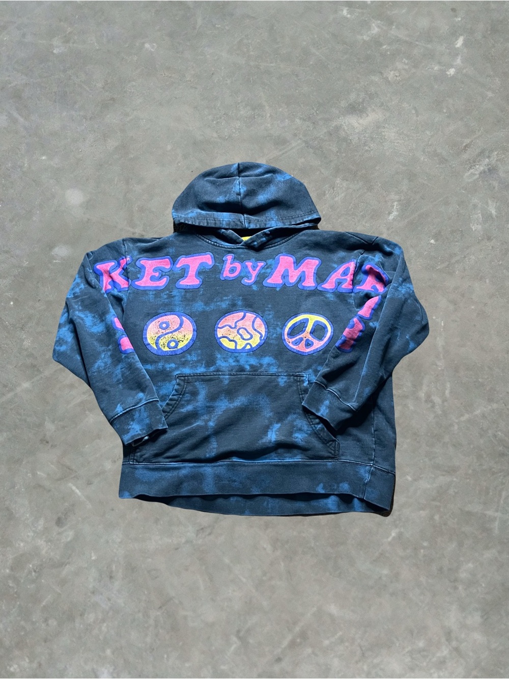 Market By Market Tie Dye Peace Sign Hoodie Mens Size L Black/Multi-Color